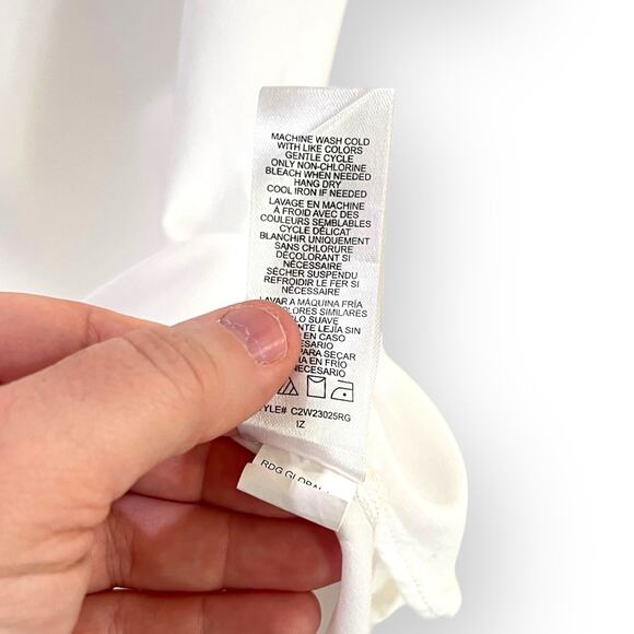 Casa Cabana Sammie White Blouse Button Up Pleated Back Cuffed Womens Size Large - Picture 5 of 9